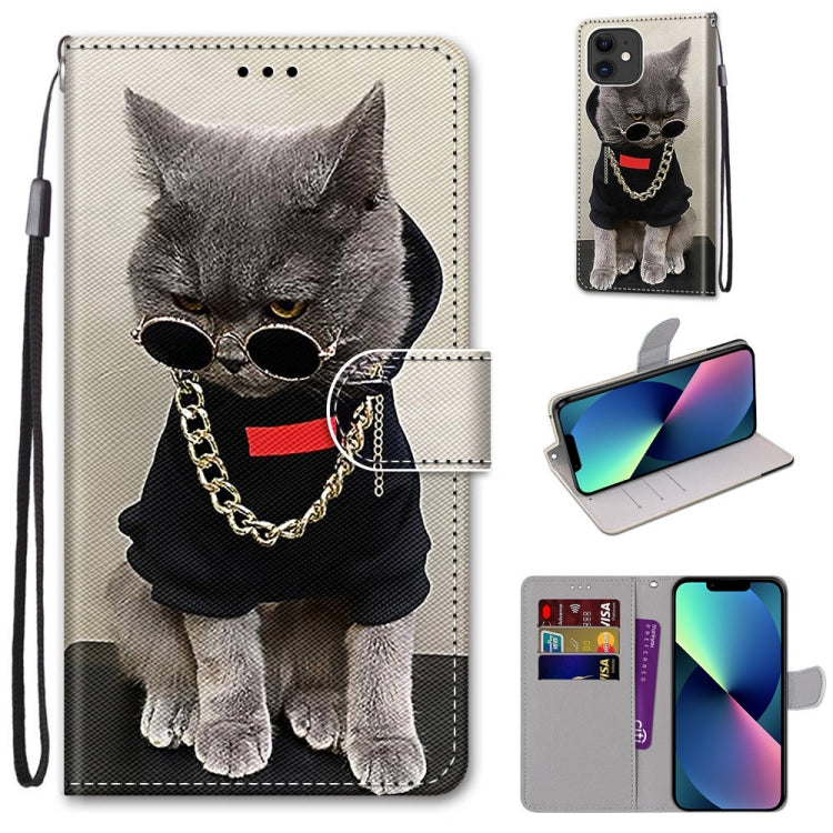Coloured Drawing Cross Texture Horizontal Flip PU Leather Case with Holder & Card Slots & Wallet & Lanyard, For iPhone 13 mini, For iPhone 13