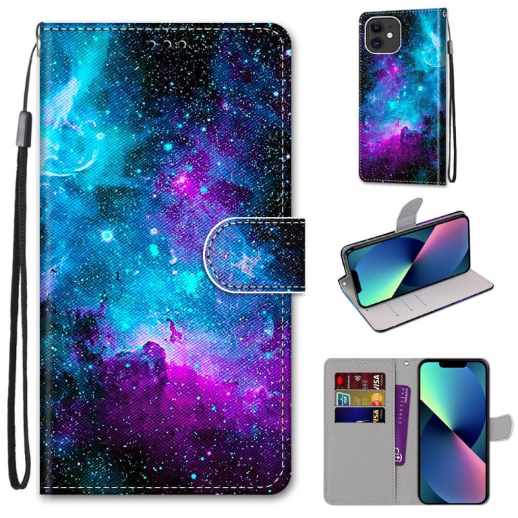 Coloured Drawing Cross Texture Horizontal Flip PU Leather Case with Holder & Card Slots & Wallet & Lanyard, For iPhone 13 mini, For iPhone 13