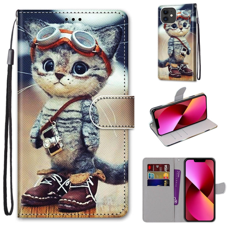 Coloured Drawing Cross Texture Horizontal Flip PU Leather Case with Holder & Card Slots & Wallet & Lanyard, For iPhone 13 mini, For iPhone 13