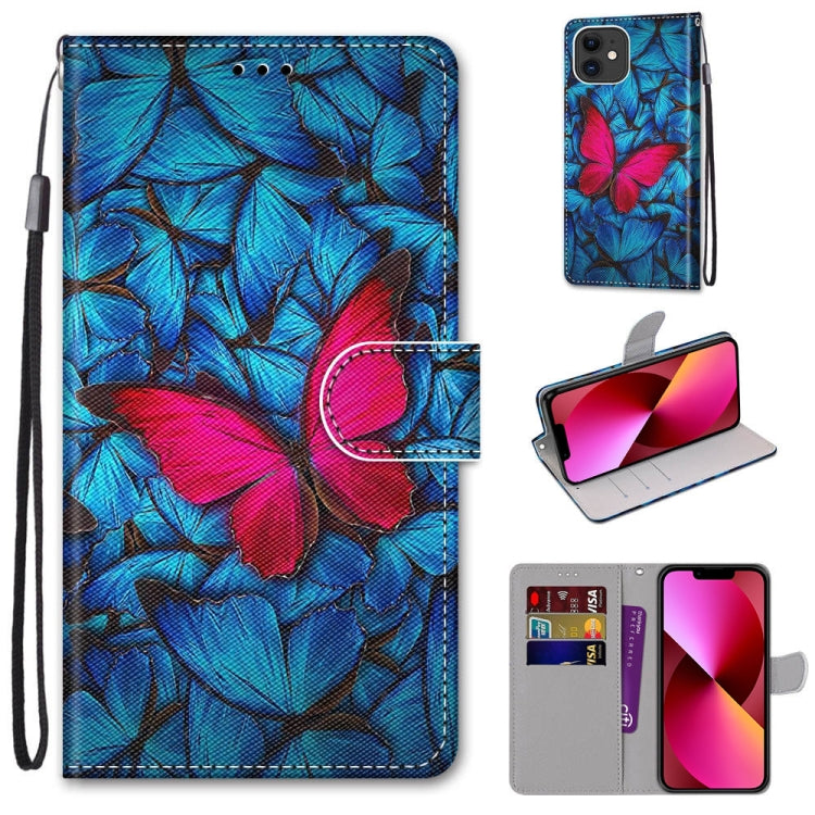 Coloured Drawing Cross Texture Horizontal Flip PU Leather Case with Holder & Card Slots & Wallet & Lanyard, For iPhone 13 mini, For iPhone 13