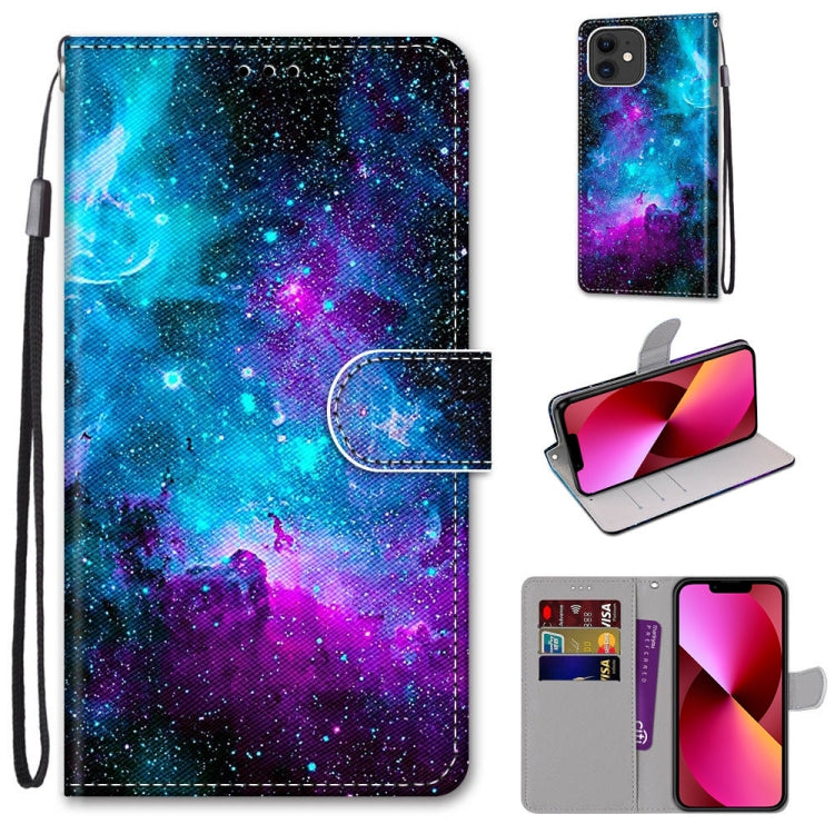 Coloured Drawing Cross Texture Horizontal Flip PU Leather Case with Holder & Card Slots & Wallet & Lanyard, For iPhone 13 mini, For iPhone 13