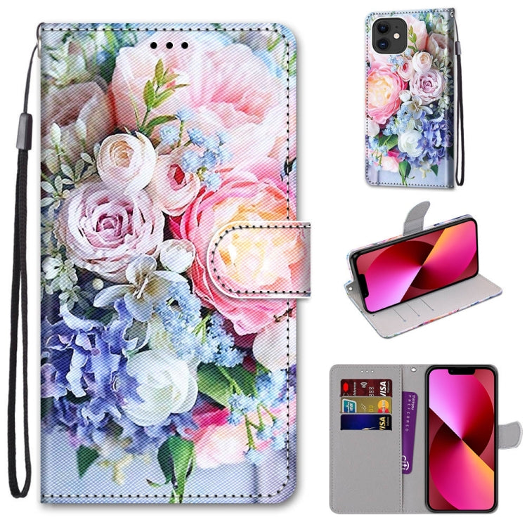 Coloured Drawing Cross Texture Horizontal Flip PU Leather Case with Holder & Card Slots & Wallet & Lanyard, For iPhone 13 mini, For iPhone 13