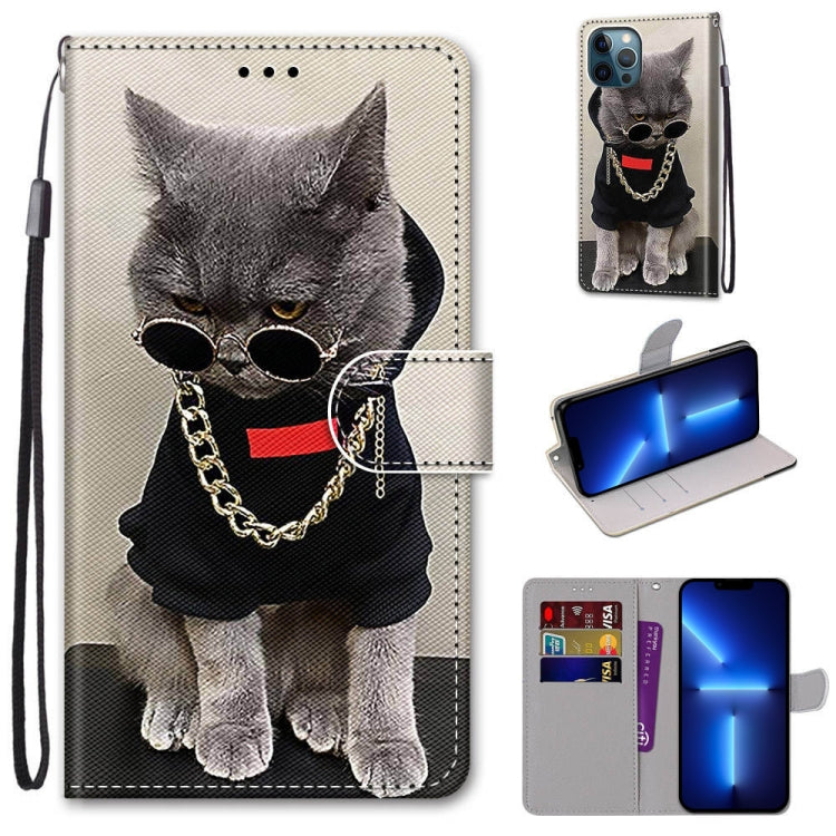 Coloured Drawing Cross Texture Horizontal Flip PU Leather Case with Holder & Card Slots & Wallet & Lanyard, For iPhone 13 Pro, For iPhone 13 Pro Max