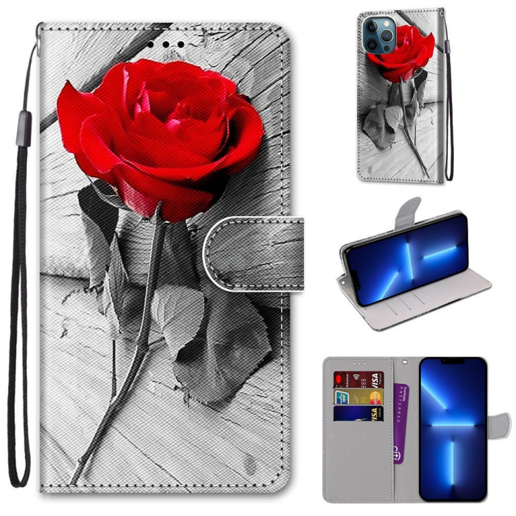 Coloured Drawing Cross Texture Horizontal Flip PU Leather Case with Holder & Card Slots & Wallet & Lanyard, For iPhone 13 Pro, For iPhone 13 Pro Max