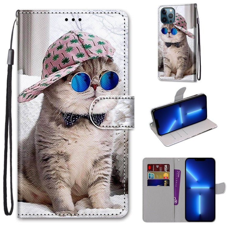 Coloured Drawing Cross Texture Horizontal Flip PU Leather Case with Holder & Card Slots & Wallet & Lanyard, For iPhone 13 Pro, For iPhone 13 Pro Max
