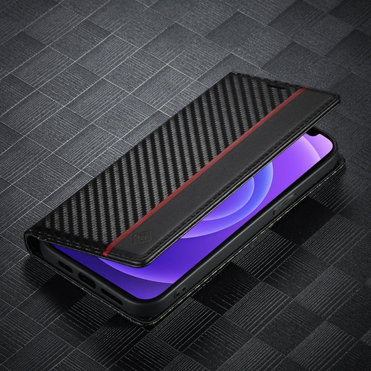 LC.IMEEKE Carbon Fiber PU + TPU Horizontal Flip Leather Case with Holder & Card Slot & Wallet, For iPhone 13 mini, For iPhone 13, For iPhone 13 Pro, For iPhone 13 Pro Max