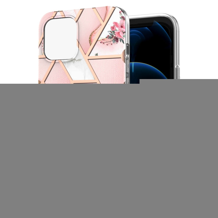 Electroplating Splicing Marble Flower Pattern TPU Shockproof Case, For iPhone 13 mini, For iPhone 13, For iPhone 13 Pro, For iPhone 13 Pro Max