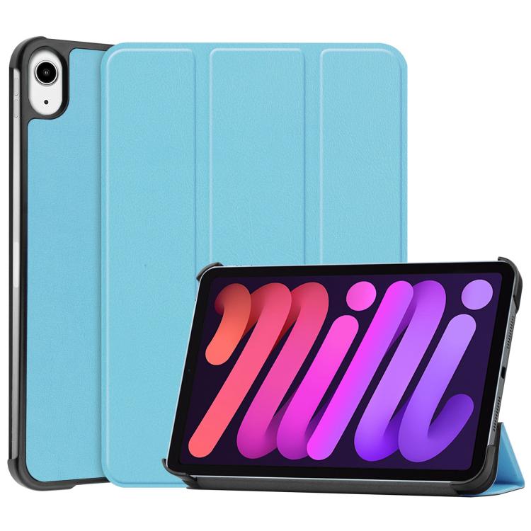 Custer Texture 3-Fold Holder Smart Leather Tablet Case, For iPad mini 6 / mini 2024, For iPad mini 6