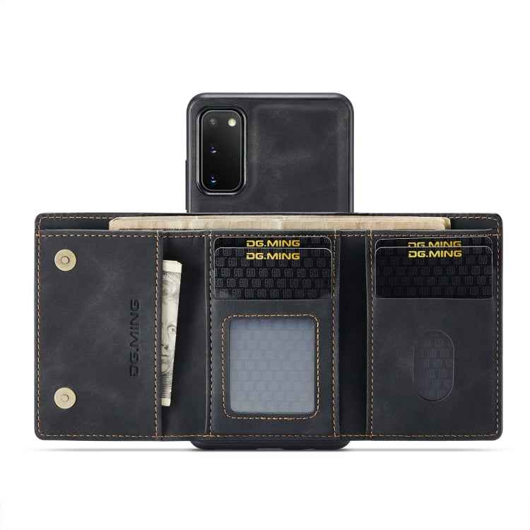 DG.MING M1 Series 3-Fold Multi Card Wallet  Back Cover Shockproof Case with Holder Function, For Samsung Galaxy S20