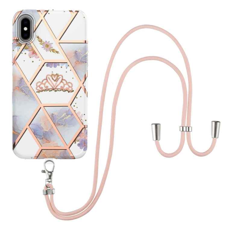 Electroplating Splicing Marble Flower Pattern TPU Shockproof Case with Lanyard, For iPhone 13 mini, For iPhone 13, For iPhone 13 Pro, For iPhone 13 Pro Max, For iPhone 12 mini, For iPhone 12 / 12 Pro, For iPhone 12 Pro Max, For iPhone 11               ...