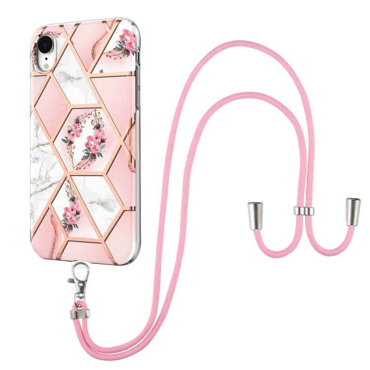Electroplating Splicing Marble Flower Pattern TPU Shockproof Case with Lanyard, For iPhone 13 mini, For iPhone 13, For iPhone 13 Pro, For iPhone 13 Pro Max, For iPhone 12 mini, For iPhone 12 / 12 Pro, For iPhone 12 Pro Max, For iPhone 11               ...