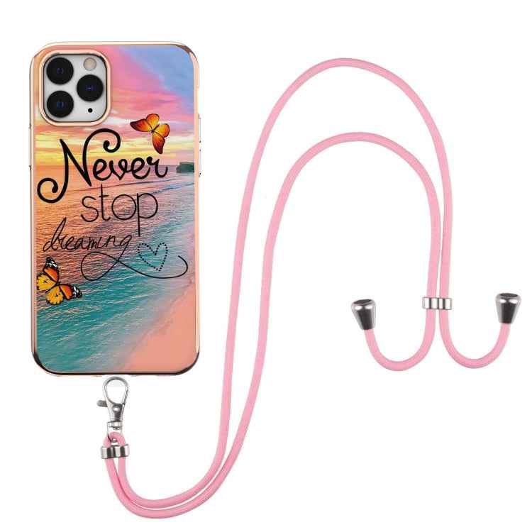 Electroplating Pattern IMD TPU Shockproof Case with Neck Lanyard, For iPhone 11 Pro, For iPhone 11 Pro Max, For iPhone XS / X, For iPhone XR, For iPhone XS Max, For iPhone SE 2022 / SE 2020 / 8 / 7, For iPhone 8 Plus / 7 Plus