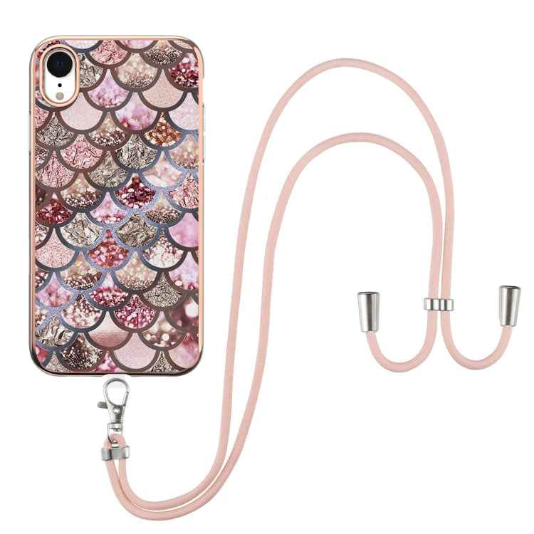 Electroplating Pattern IMD TPU Shockproof Case with Neck Lanyard, For iPhone 11 Pro, For iPhone 11 Pro Max, For iPhone XS / X, For iPhone XR, For iPhone XS Max, For iPhone SE 2022 / SE 2020 / 8 / 7, For iPhone 8 Plus / 7 Plus
