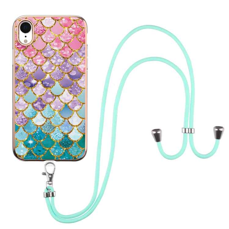Electroplating Pattern IMD TPU Shockproof Case with Neck Lanyard, For iPhone 11 Pro, For iPhone 11 Pro Max, For iPhone XS / X, For iPhone XR, For iPhone XS Max, For iPhone SE 2022 / SE 2020 / 8 / 7, For iPhone 8 Plus / 7 Plus