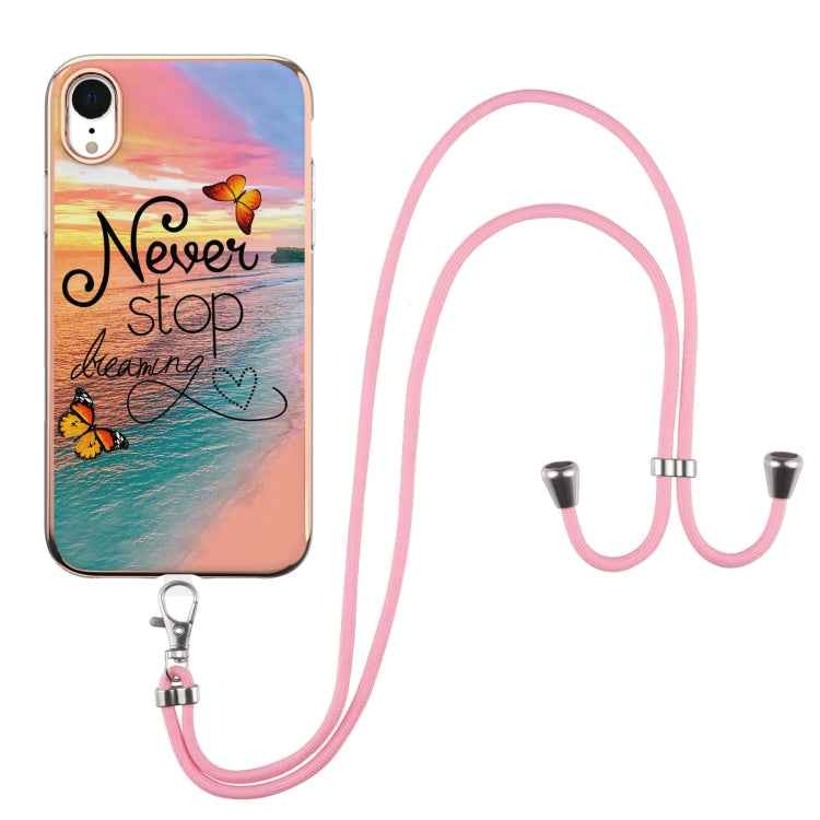 Electroplating Pattern IMD TPU Shockproof Case with Neck Lanyard, For iPhone 11 Pro, For iPhone 11 Pro Max, For iPhone XS / X, For iPhone XR, For iPhone XS Max, For iPhone SE 2022 / SE 2020 / 8 / 7, For iPhone 8 Plus / 7 Plus