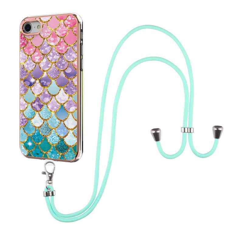 Electroplating Pattern IMD TPU Shockproof Case with Neck Lanyard, For iPhone 11 Pro, For iPhone 11 Pro Max, For iPhone XS / X, For iPhone XR, For iPhone XS Max, For iPhone SE 2022 / SE 2020 / 8 / 7, For iPhone 8 Plus / 7 Plus