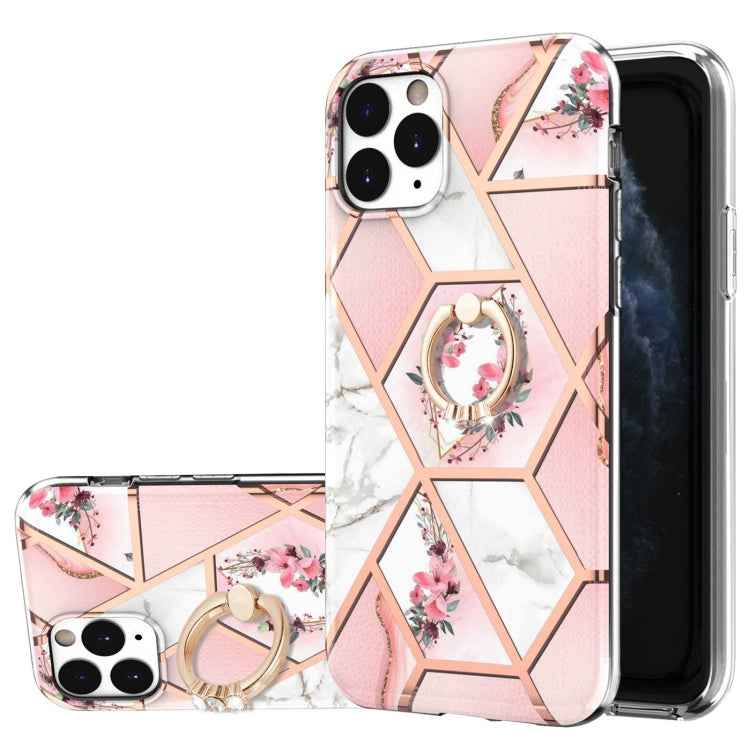 Electroplating Splicing Marble Flower Pattern TPU Shockproof Case with Rhinestone Ring Holder, For iPhone 13 mini, For iPhone 13, For iPhone 13 Pro, For iPhone 13 Pro Max, For iPhone 12 mini, For iPhone 12 / 12 Pro, For iPhone 12 Pro Max, For iPhone 11...