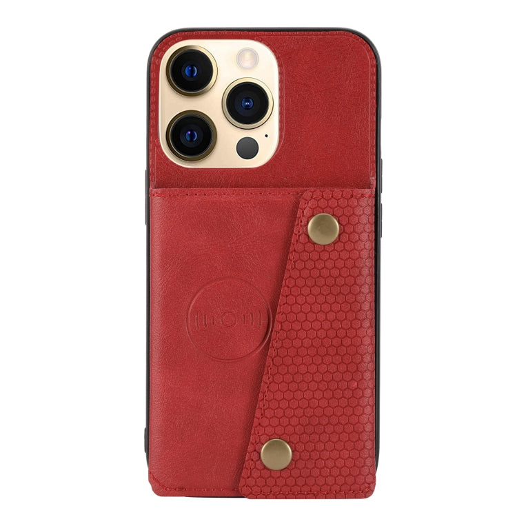 Double Buckle PU + TPU Shockproof Magnetic Protective Case with Card Slot & Holder, For iPhone 13 mini, For iPhone 13, For iPhone 13 Pro, For iPhone 13 Pro Max