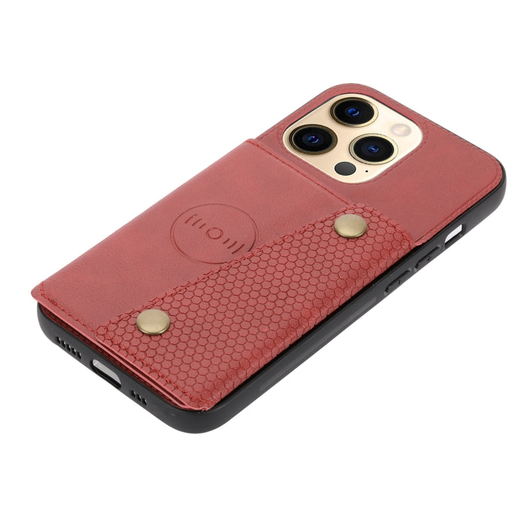 Double Buckle PU + TPU Shockproof Magnetic Protective Case with Card Slot & Holder, For iPhone 13 mini, For iPhone 13, For iPhone 13 Pro, For iPhone 13 Pro Max