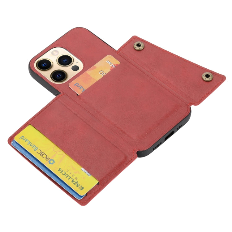 Double Buckle PU + TPU Shockproof Magnetic Protective Case with Card Slot & Holder, For iPhone 13 mini, For iPhone 13, For iPhone 13 Pro, For iPhone 13 Pro Max