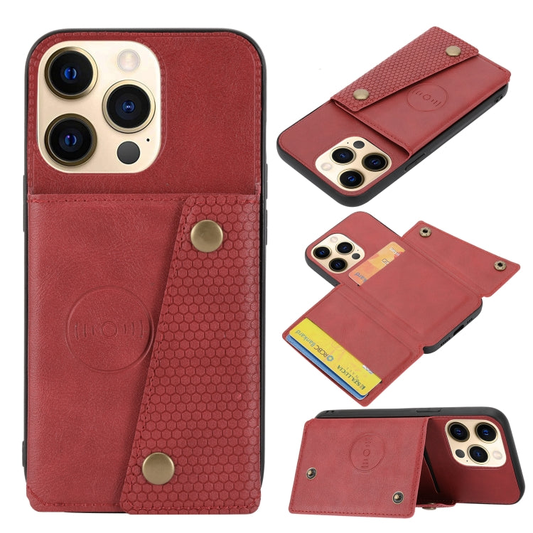 Double Buckle PU + TPU Shockproof Magnetic Protective Case with Card Slot & Holder, For iPhone 13 mini, For iPhone 13, For iPhone 13 Pro, For iPhone 13 Pro Max