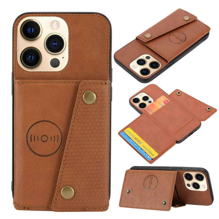 Double Buckle PU + TPU Shockproof Magnetic Protective Case with Card Slot & Holder, For iPhone 13 mini, For iPhone 13, For iPhone 13 Pro, For iPhone 13 Pro Max