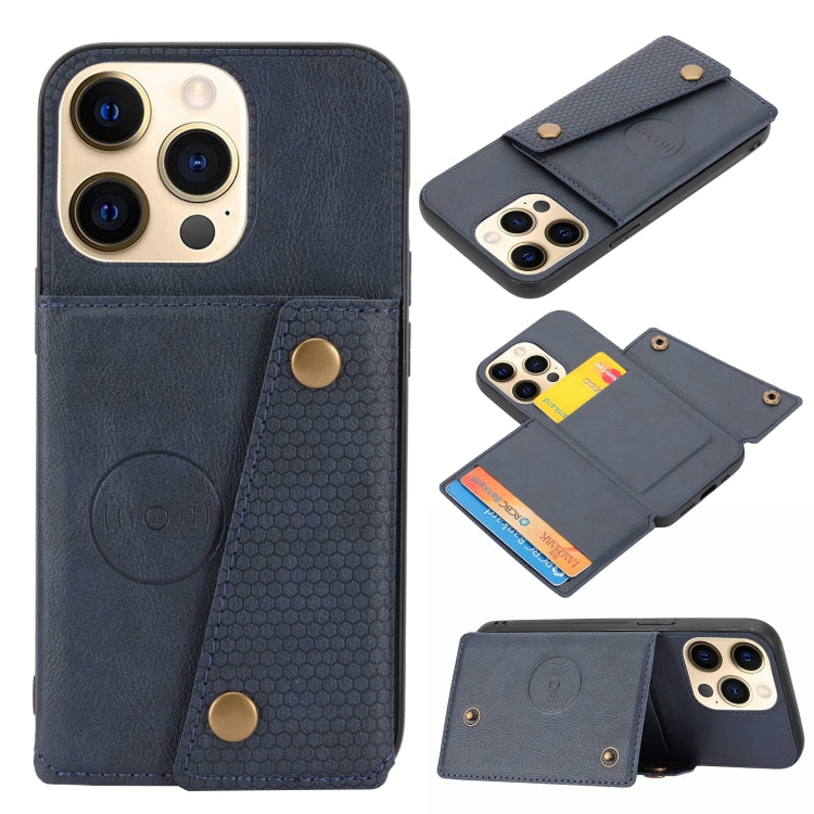 Double Buckle PU + TPU Shockproof Magnetic Protective Case with Card Slot & Holder, For iPhone 13 mini, For iPhone 13, For iPhone 13 Pro, For iPhone 13 Pro Max