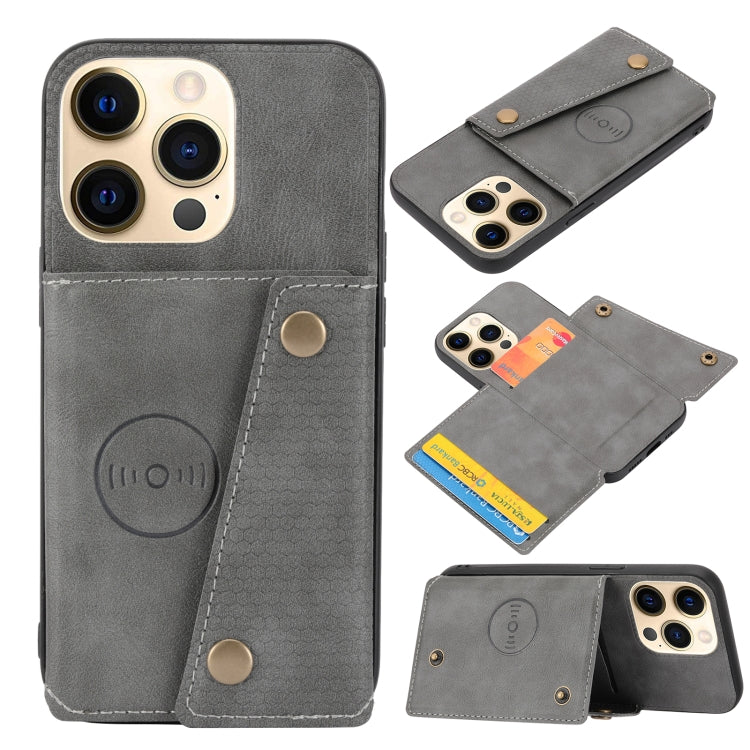 Double Buckle PU + TPU Shockproof Magnetic Protective Case with Card Slot & Holder, For iPhone 13 mini, For iPhone 13, For iPhone 13 Pro, For iPhone 13 Pro Max
