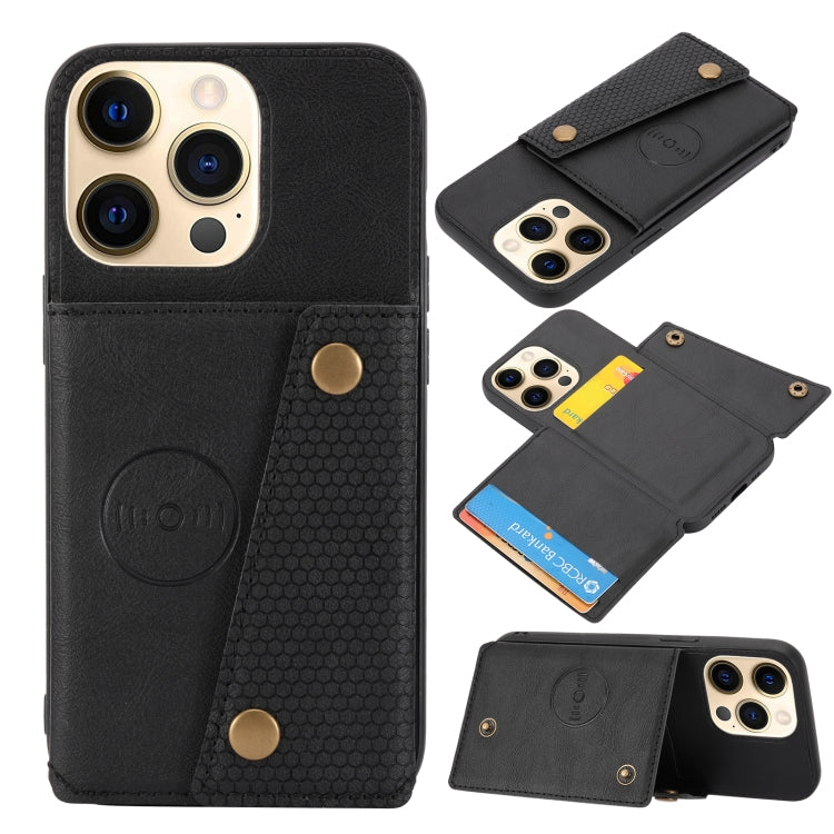 Double Buckle PU + TPU Shockproof Magnetic Protective Case with Card Slot & Holder, For iPhone 13 mini, For iPhone 13, For iPhone 13 Pro, For iPhone 13 Pro Max