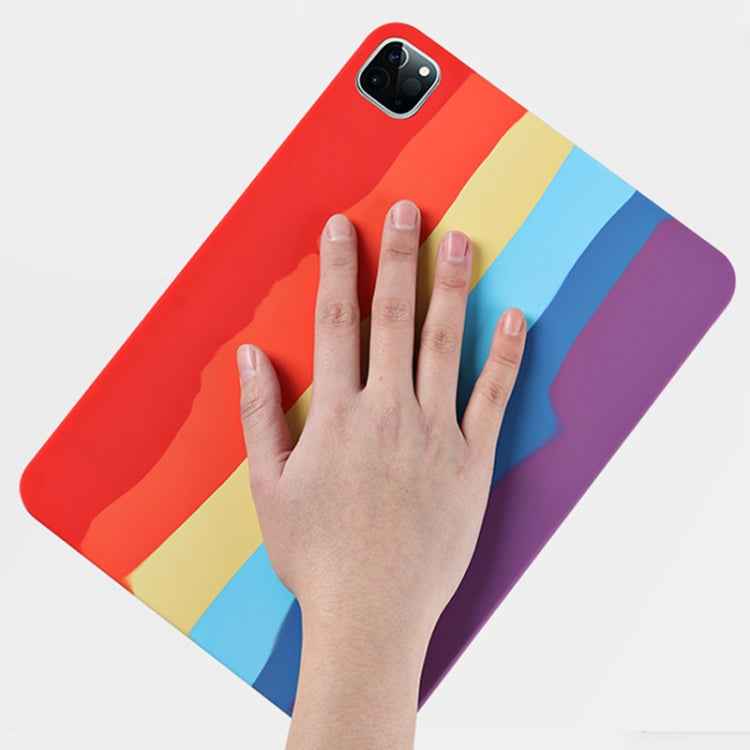 Rainbow Liquid Silicone + PC Shockproof Protective Case, For iPad Pro 12.9 inch 2020