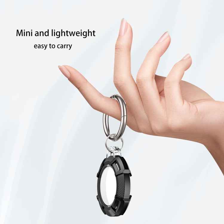 2 in 1 Rugged Anti-scratch Shockproof Carbon Fiber PC Protective Cover Case with Keychain Hook Loop, For AirTag