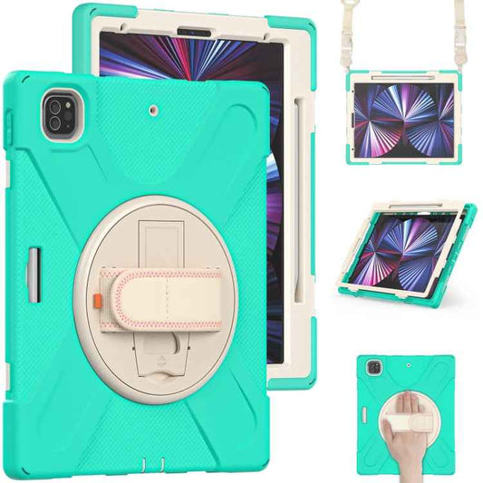 Rotatable Holder Silicone Hybrid PC Tablet Case with Shoulder Strap, For iPad Pro 12.9 2022 / 2021