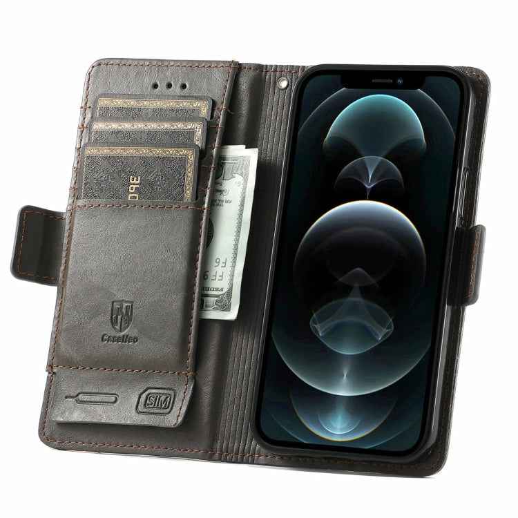 CaseNeo Business Splicing Dual Magnetic Buckle Horizontal Flip PU Leather Case with Holder & Card Slots & Wallet, For iPhone 13 Pro