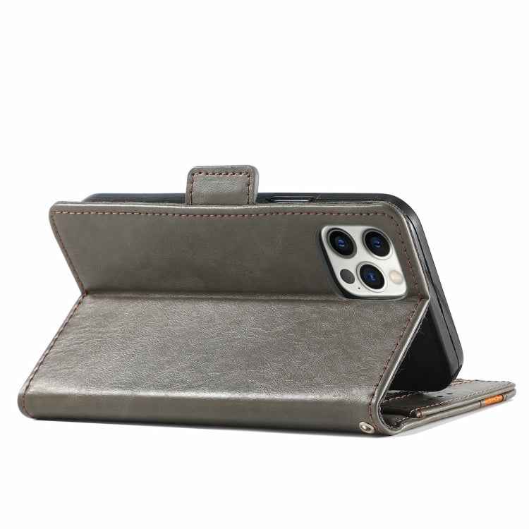 CaseNeo Business Splicing Dual Magnetic Buckle Horizontal Flip PU Leather Case with Holder & Card Slots & Wallet, For iPhone 13 Pro