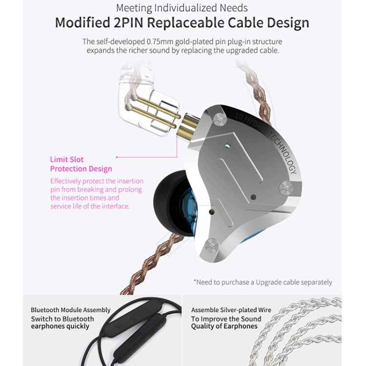 KZ ZS10 Pro 10-unit Ring Iron Gaming In-ear Wired Earphone,