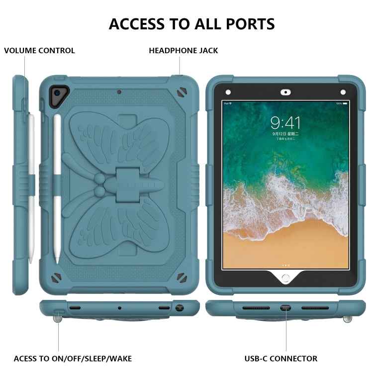 Pure Color PC + Silicone Anti-drop Protective Case with Butterfly Shape Holder & Pen Slot, For iPad 9.7 2018 & 2017 / Pro 9.7 inch / Air 2 / 6, For iPad 10.2 2021 & 2020 & 2019 / Air 3 10.5 inch, For iPad mini 6 2021 / mini 2024                        ...