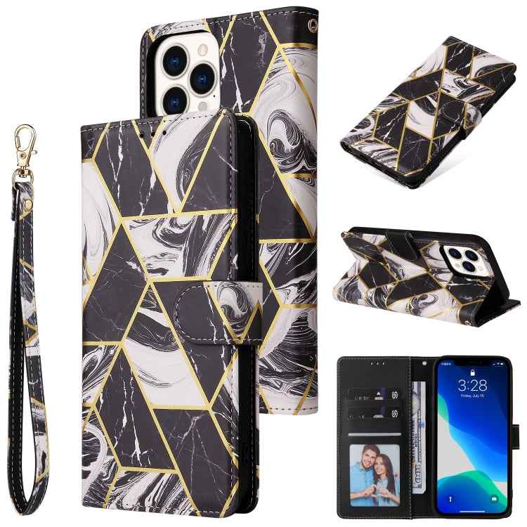 Marble Bronzing Stitching Horizontal Flip PU Leather Case with Holder & Card Slots & Wallet & Photo Frame, For iPhone 13 mini, For iPhone 13, For iPhone 13 Pro, For iPhone 13 Pro Max