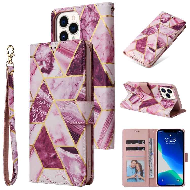 Marble Bronzing Stitching Horizontal Flip PU Leather Case with Holder & Card Slots & Wallet & Photo Frame, For iPhone 13 mini, For iPhone 13, For iPhone 13 Pro, For iPhone 13 Pro Max