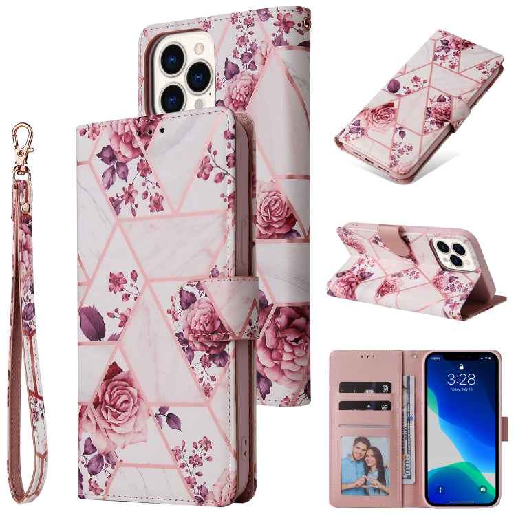 Marble Bronzing Stitching Horizontal Flip PU Leather Case with Holder & Card Slots & Wallet & Photo Frame, For iPhone 13 mini, For iPhone 13, For iPhone 13 Pro, For iPhone 13 Pro Max