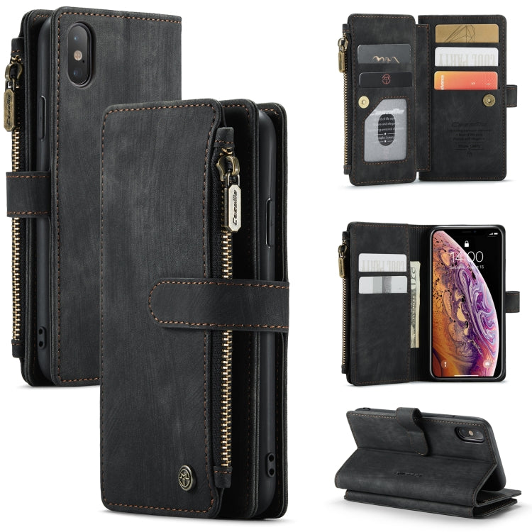 CaseMe-C30 PU + TPU Multifunctional Horizontal Flip Leather Case with Holder & Card Slot & Wallet & Zipper Pocket, For iPhone 8 Plus & 7 Plus & 6 Plus, For iPhone SE 2022 / SE 2020 / 8 / 7 / 6, For iPhone 11, For iPhone 11 Pro, For iPhone 11 Pro Max   ...