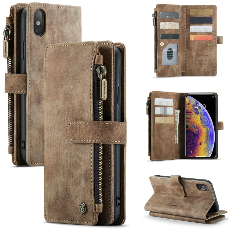 CaseMe-C30 PU + TPU Multifunctional Horizontal Flip Leather Case with Holder & Card Slot & Wallet & Zipper Pocket, For iPhone 8 Plus & 7 Plus & 6 Plus, For iPhone SE 2022 / SE 2020 / 8 / 7 / 6, For iPhone 11, For iPhone 11 Pro, For iPhone 11 Pro Max   ...