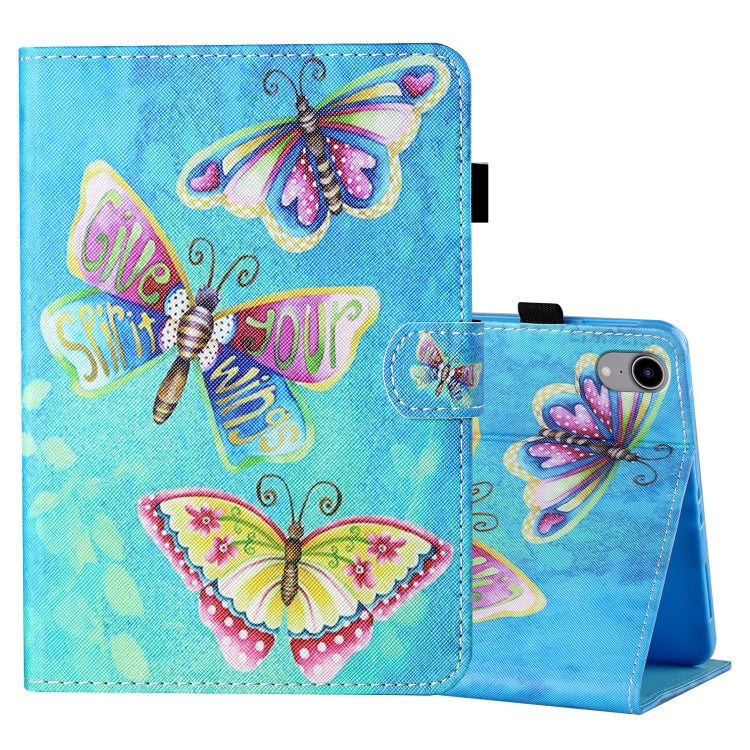 Coloured Drawing Stitching Horizontal Flip Leather Case with Holder & Card Slot & Sleep / Wake-up Function, For iPad mini 2024 / mini 6