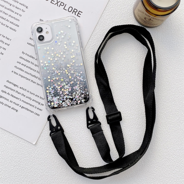 Gradient Glitter Powder Epoxy TPU Thickened Acrylic Shockproof Case with Wide Neck Lanyard, For iPhone 13 mini, For iPhone 13, For iPhone 13 Pro, For iPhone 13 Pro Max, For iPhone 12 mini, For iPhone 12 / 12 Pro, For iPhone 12 Pro Max, For iPhone 11   ...