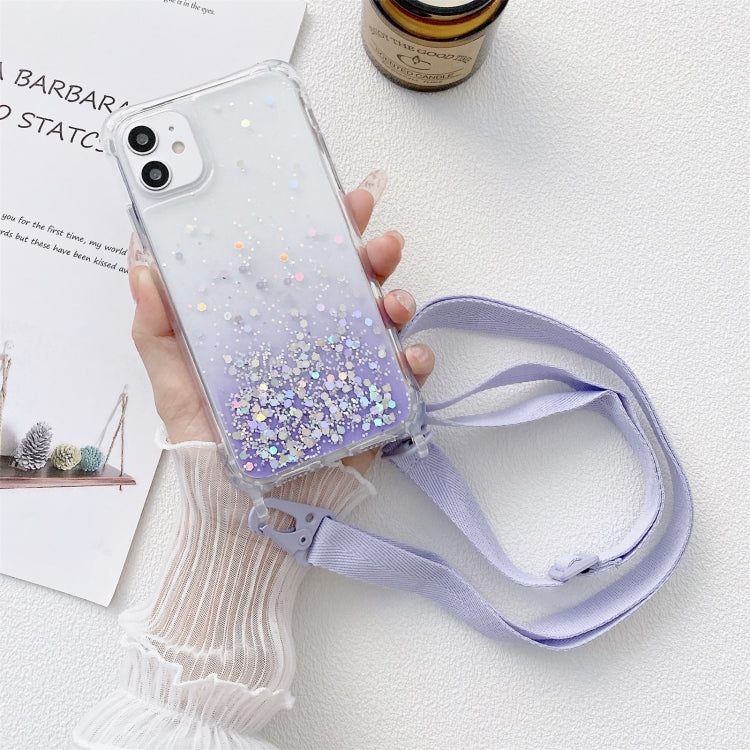 Gradient Glitter Powder Epoxy TPU Thickened Acrylic Shockproof Case with Wide Neck Lanyard, For iPhone 13 mini, For iPhone 13, For iPhone 13 Pro, For iPhone 13 Pro Max, For iPhone 12 mini, For iPhone 12 / 12 Pro, For iPhone 12 Pro Max, For iPhone 11   ...