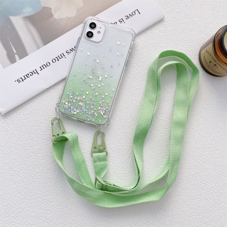 Gradient Glitter Powder Epoxy TPU Thickened Acrylic Shockproof Case with Wide Neck Lanyard, For iPhone 13 mini, For iPhone 13, For iPhone 13 Pro, For iPhone 13 Pro Max, For iPhone 12 mini, For iPhone 12 / 12 Pro, For iPhone 12 Pro Max, For iPhone 11   ...