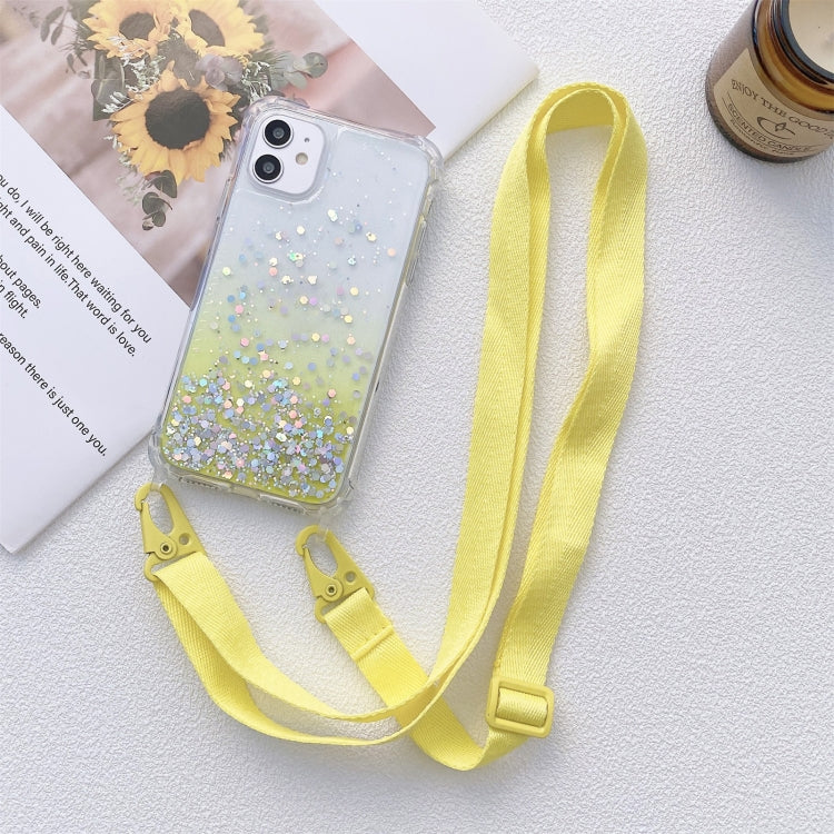 Gradient Glitter Powder Epoxy TPU Thickened Acrylic Shockproof Case with Wide Neck Lanyard, For iPhone 13 mini, For iPhone 13, For iPhone 13 Pro, For iPhone 13 Pro Max, For iPhone 12 mini, For iPhone 12 / 12 Pro, For iPhone 12 Pro Max, For iPhone 11   ...