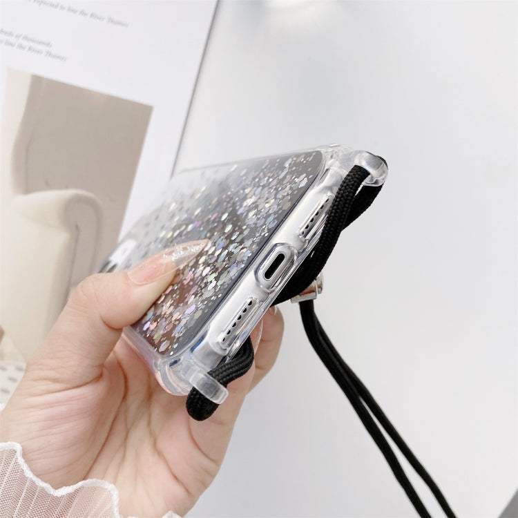 Gradient Glitter Powder Epoxy TPU Thickened Acrylic Shockproof Case with Round Neck Lanyard, For iPhone 13, For iPhone 13 Pro, For iPhone 13 Pro Max, For iPhone 12 mini, For iPhone 12 / 12 Pro, For iPhone 12 Pro Max, For iPhone 11, For iPhone 11 Pro   ...