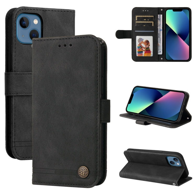 Skin Feel Life Tree Metal Button Horizontal Flip Leather Case with Holder & Card Slot & Wallet & Photo Frame & Strap, For iPhone 13 mini, For iPhone 13, For iPhone 13 Pro, For iPhone 13 Pro Max, For iPhone 12 mini, For iPhone 12 / 12 Pro               ...