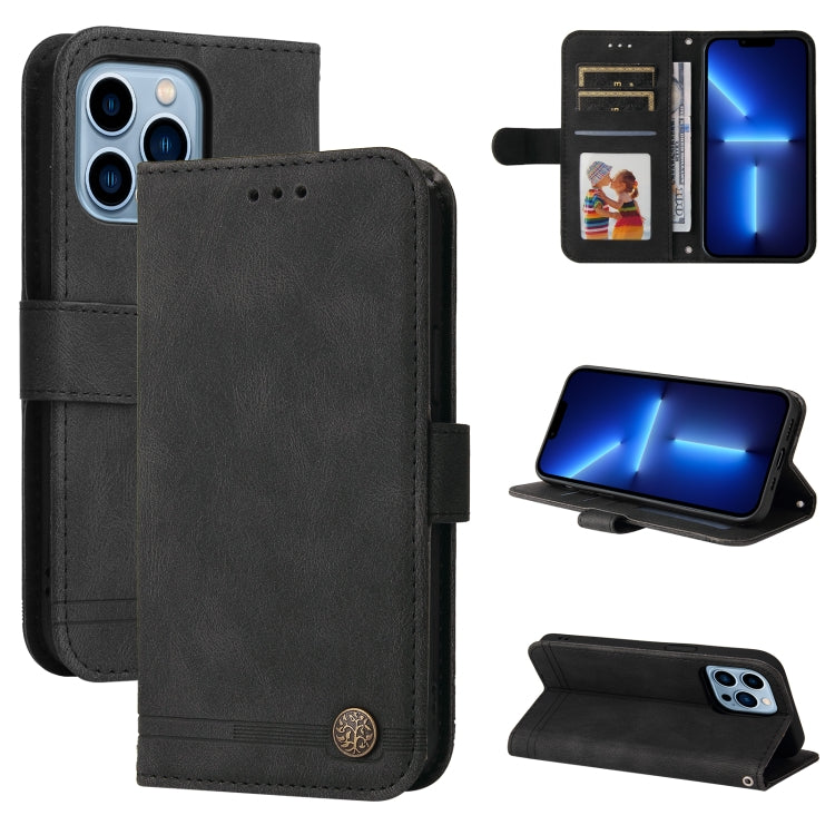 Skin Feel Life Tree Metal Button Horizontal Flip Leather Case with Holder & Card Slot & Wallet & Photo Frame & Strap, For iPhone 13 mini, For iPhone 13, For iPhone 13 Pro, For iPhone 13 Pro Max, For iPhone 12 mini, For iPhone 12 / 12 Pro               ...