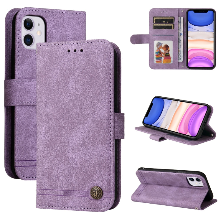 Skin Feel Life Tree Metal Button Horizontal Flip Leather Case with Holder & Card Slot & Wallet & Photo Frame & Strap, For iPhone 13 mini, For iPhone 13, For iPhone 13 Pro, For iPhone 13 Pro Max, For iPhone 12 mini, For iPhone 12 / 12 Pro               ...